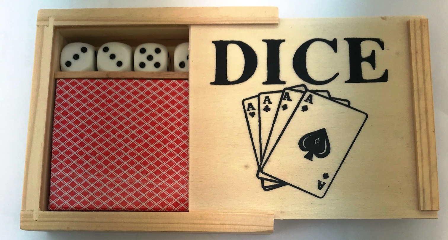 Dice Dice & Playing Cards - Wooden Box