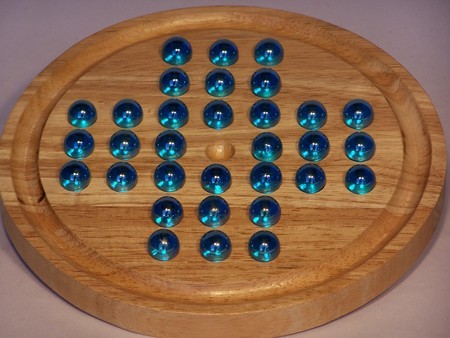 Solitaire Wood With Marbles Balls 8.5"