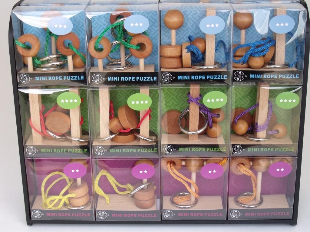 Bamboo Puzzles "ECO Series" - MINI ROPE Display Unit of 24 Assorted Mini Rope Puzzles 