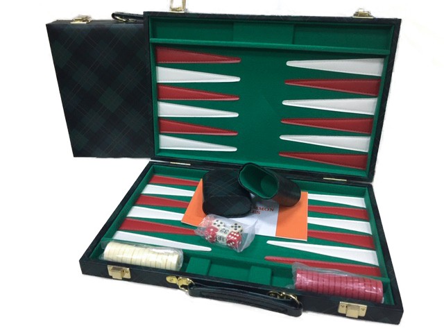 Backgammon, Green checkered Vinyl 18" 