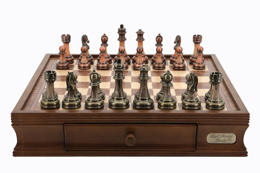 Dal Rossi Chess Set 16", With Antique Green and Copper Finish Chessmen