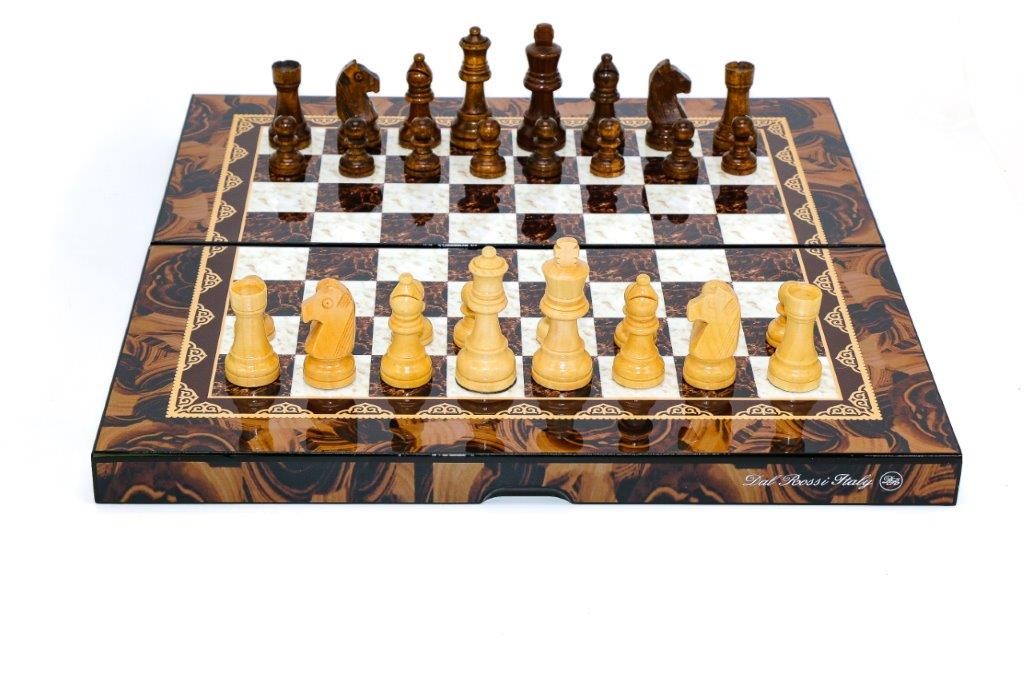 Dal Rossi Mosai Finish Folding Chess Set, 16" NEW
