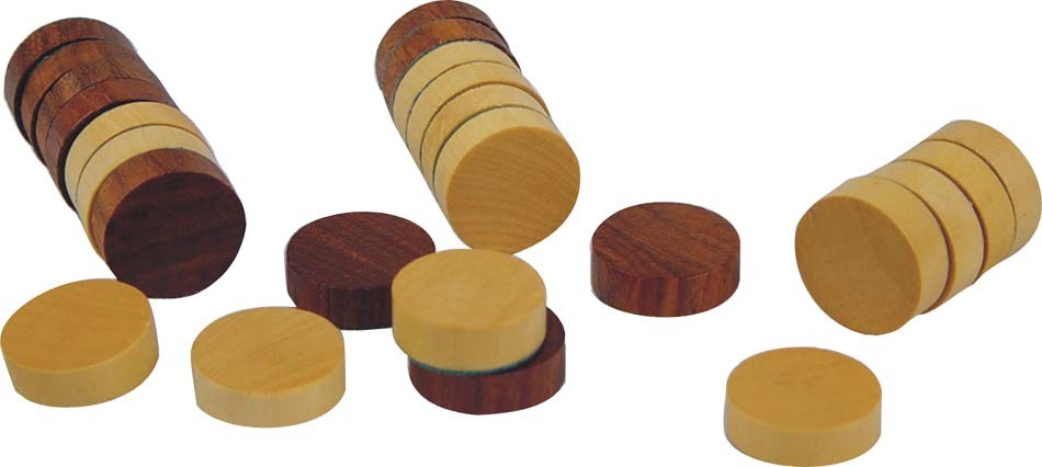 Checker Pieces - Wooden in a Poly Bag