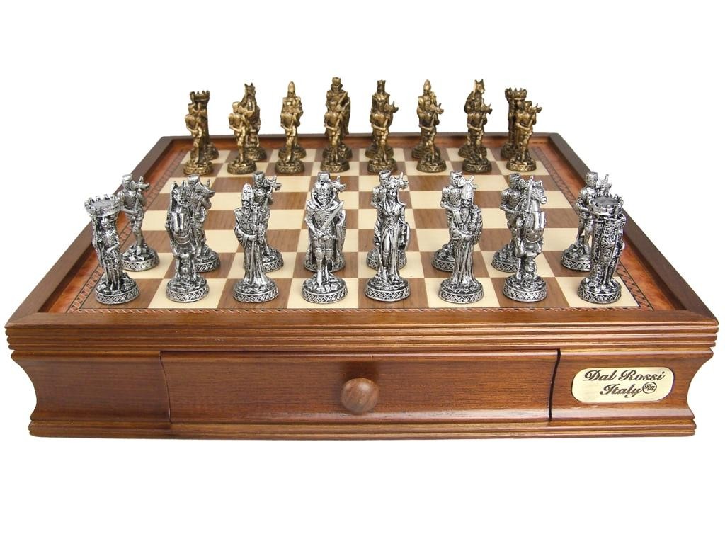 Dal Rossi Italy, Medieval Chess Set Pewter, 95mm