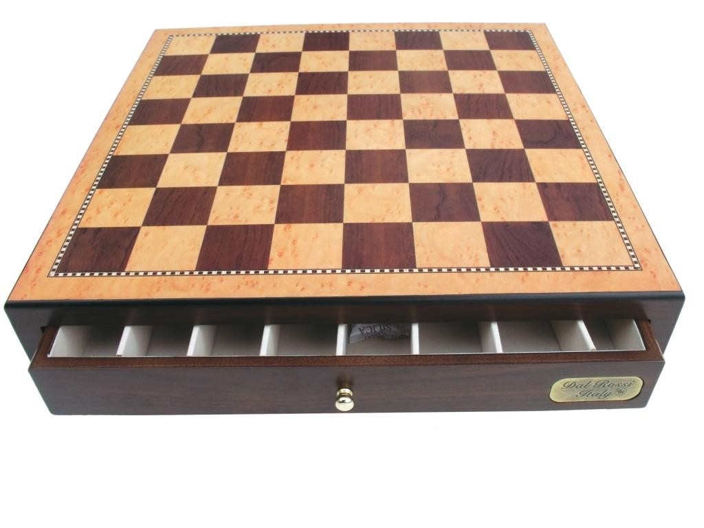 Dal Rossi Italy, Chess Box ONLY with Drawers 18" Shiny Walnut