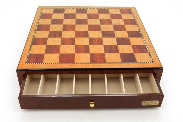 Dal Rossi Italy, Chess Box Only with Drawers 18"  Shiny Mahongany Finsh 