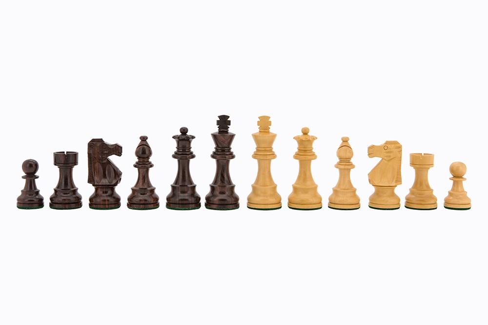 Chess Pieces - French lardy, Boxwood/Sheesham85mm Wood Double Weighted"