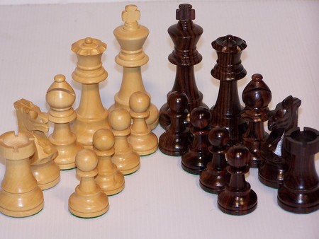 Chess Pieces - French lardy, Boxwood/Rosewood85mm Wood Double Weighted