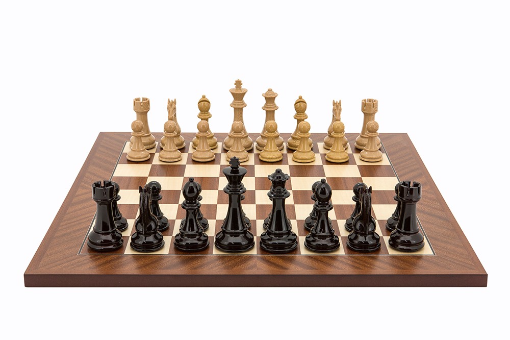 Dal Rossi Italy Chess Set, 50cm Board With Black Ebony and Box Wood Finish Weighted Chess Pieces (101mm)