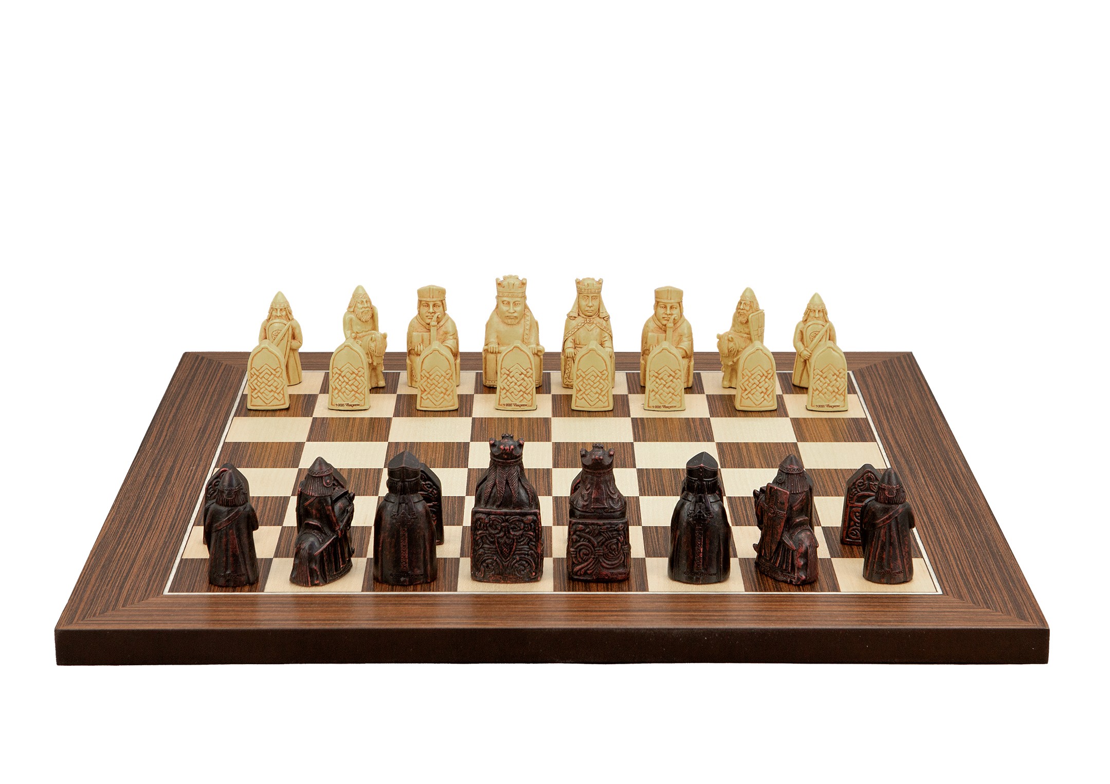 Dal Rossi Italy Isle of Lewis Chess Set on a Palisander / Maple Chess board 40cm