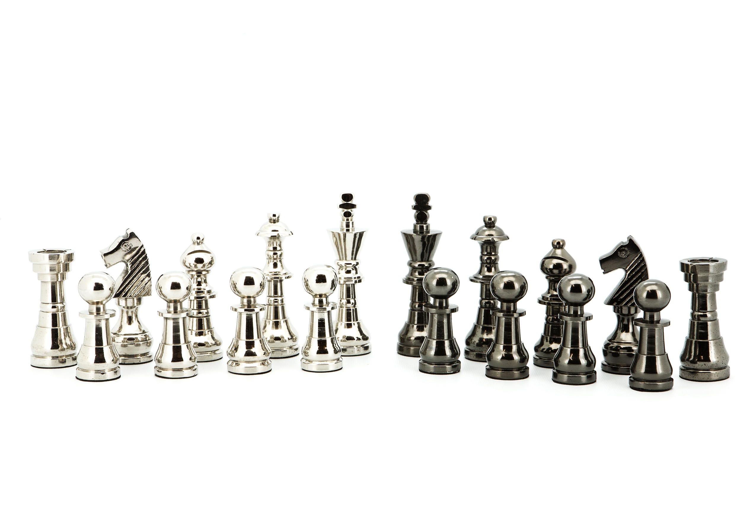 Dal Rossi Italy Chess Pieces Metal Dark Titanium and Silver 115mm Chessmen ONLY