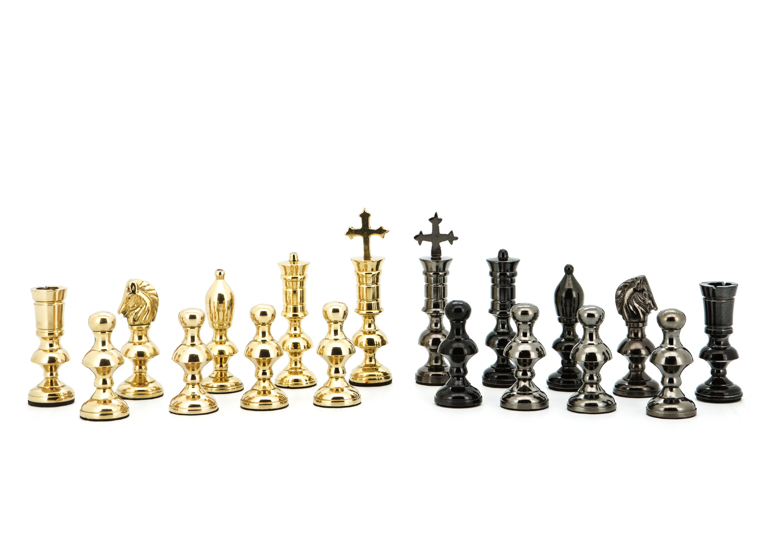 Dal Rossi Italy Chess Pieces Metal Dark Titanium and Gold 110mm Chessmen ONLY