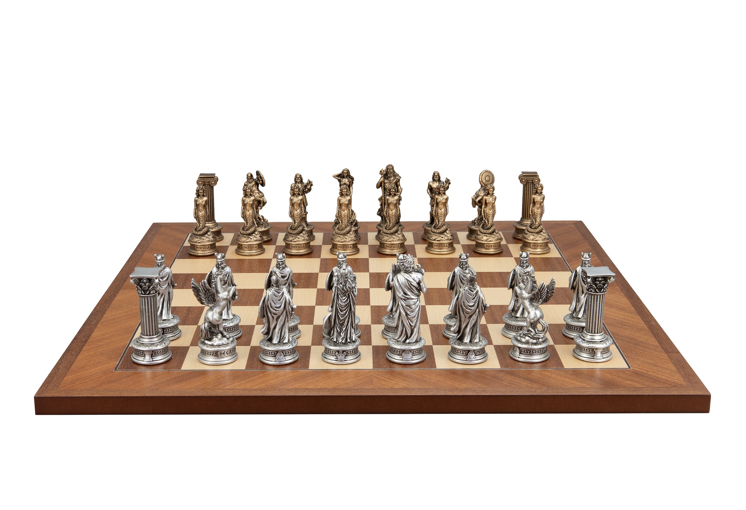 Dal Rossi Italy European Warriors on a Mahogany / Maple, 50cm Chess Board