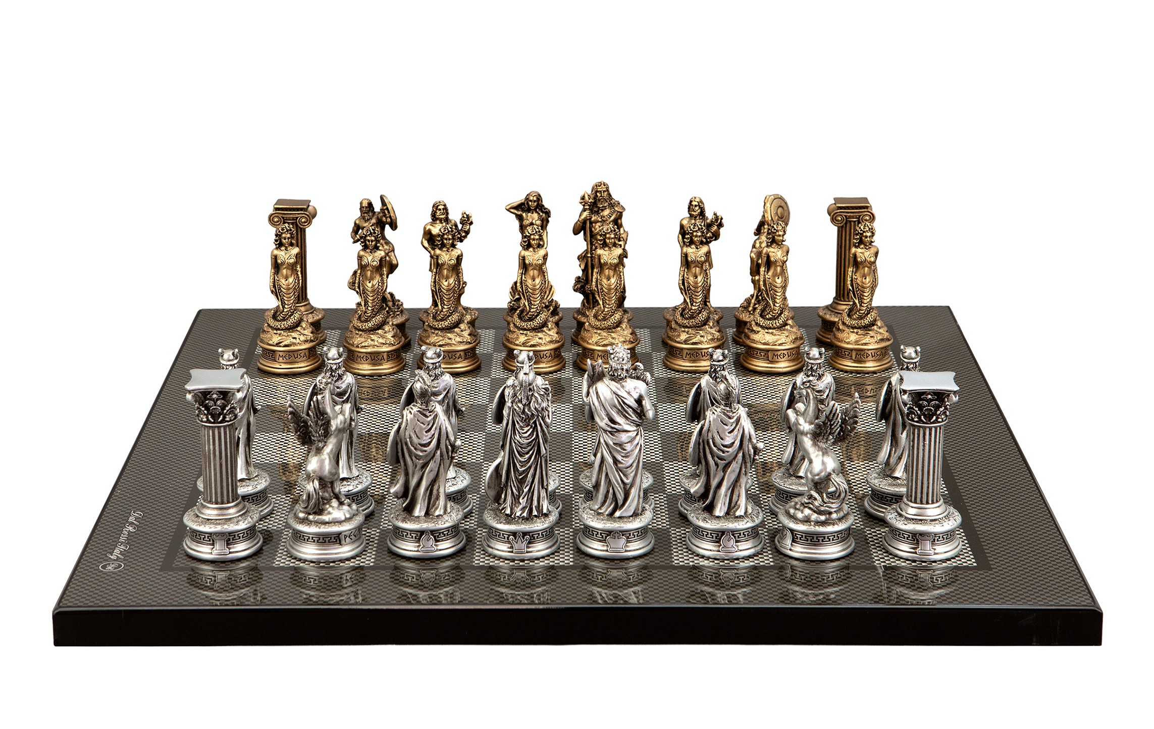 Dal Rossi Italy European Warriors on a Carbon Fibre Finish, 40cm Chess Board