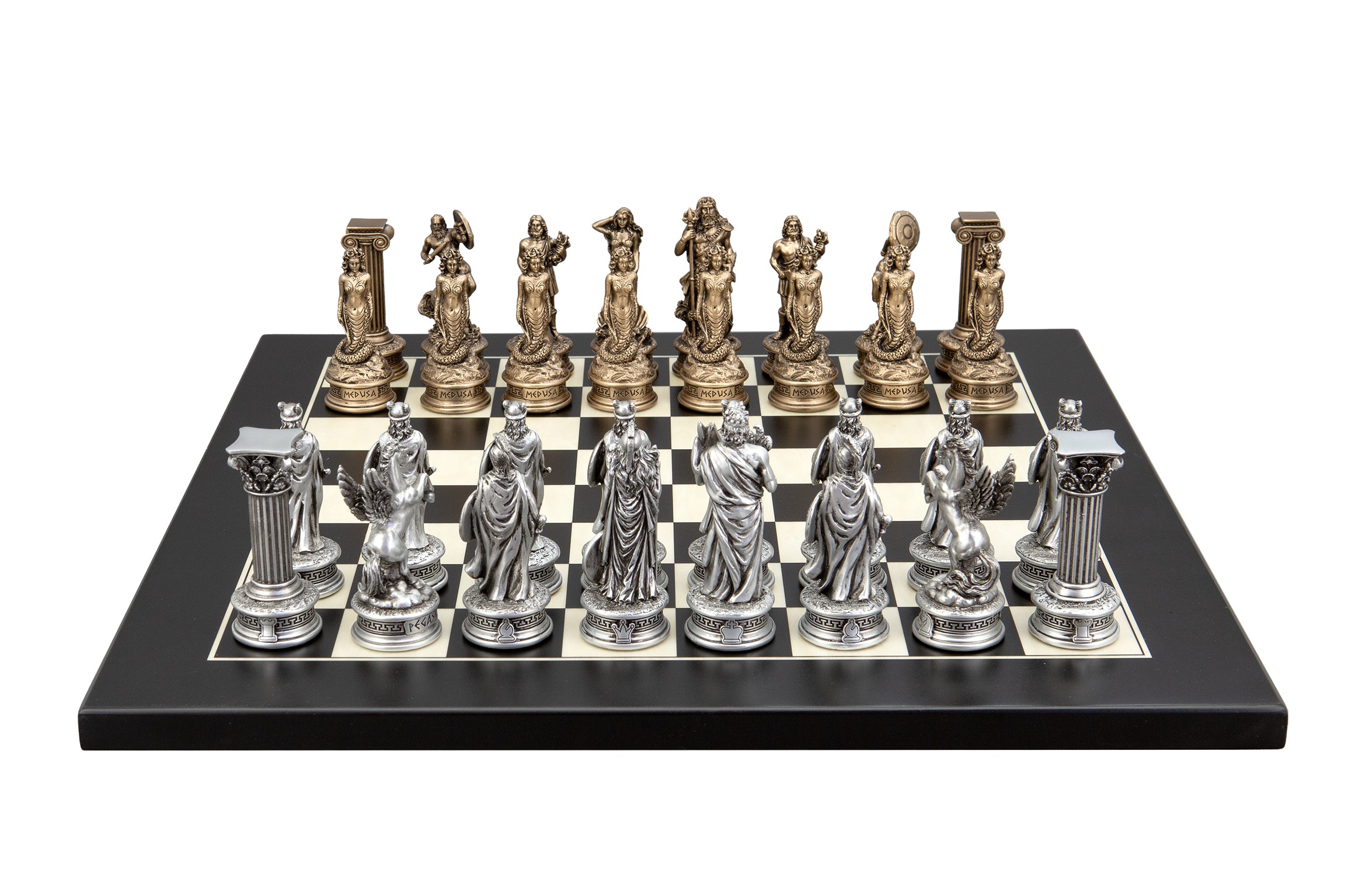 Dal Rossi Italy European Warriors on a Black / Erable, 40cm Chess Board