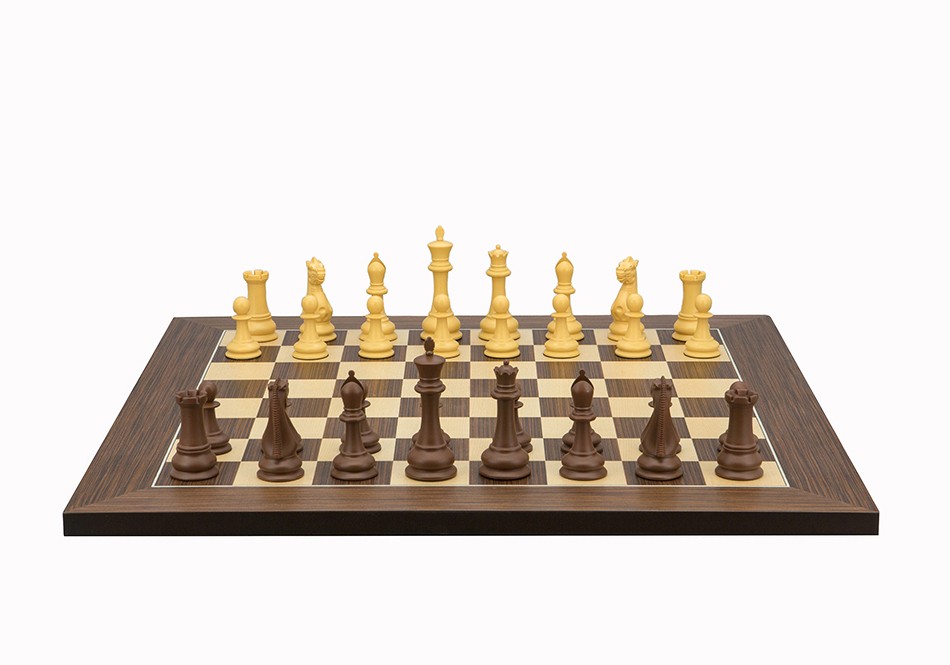 Dal Rossi Italy Chess Set Palisander / Maple Flat Board 50cm, With Queens Gambit Chess Pieces 90mm