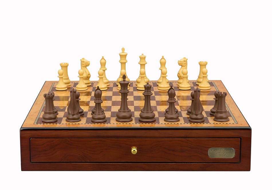 Dal Rossi Italy Chess Set Mahogany Finish 18", With Queens Gambit Chessmen 90mm