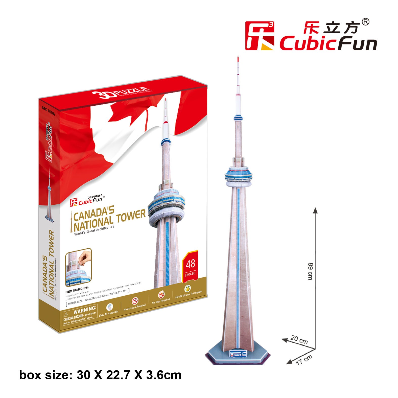 Cubic Fun - 3D Puzzle: "Canda's National Tower"  (48pc)