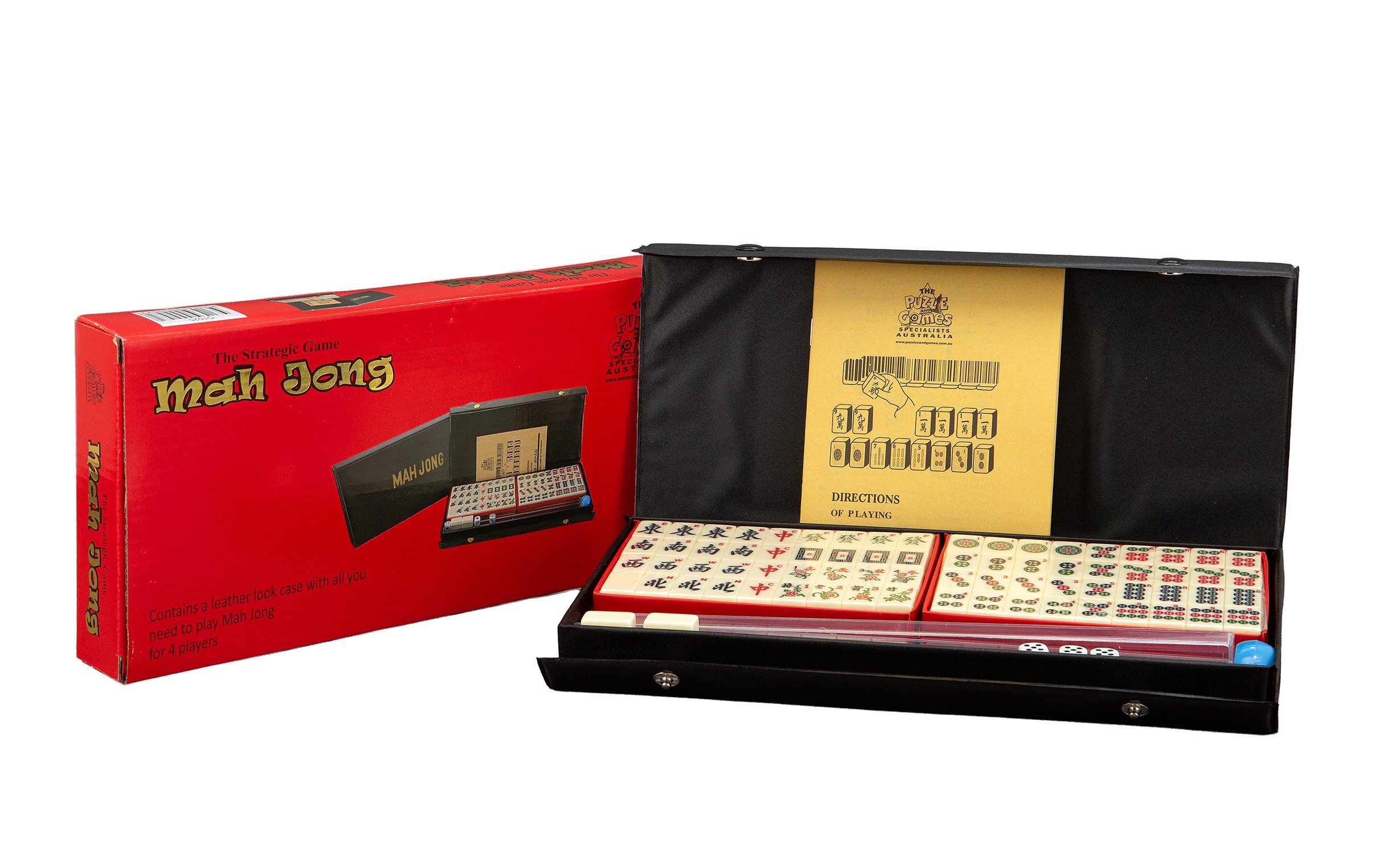 Travel  Mahjong in a black vinyl case with Racks