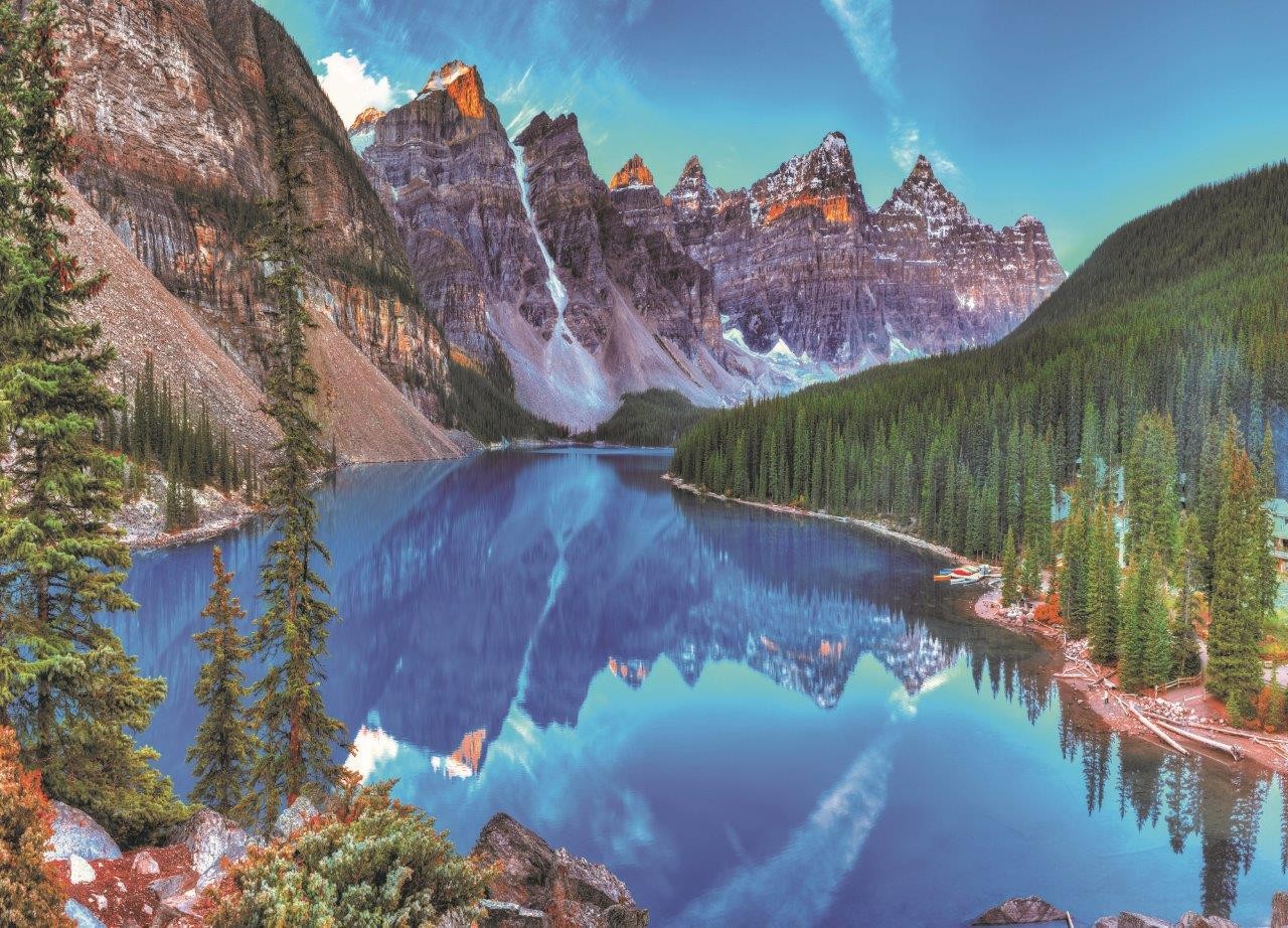 Enigma Brand 1000pc Jigsaw - moraine lake sunset banff national park  (Made From 100% High Quality European Blue Board From Holland)