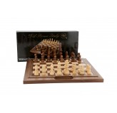 Dal Rossi Chess Set  walnut folding bevelled edge, with handle, 16"