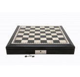 Dal Rossi 18” Chess Box Black and White With Black PU Leather Edge with compartments