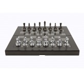 Dal Rossi Carbon Fibre Finish Folding Chess Set, 16"
