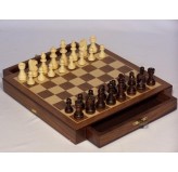 Chess set, magnetic, with drawers, walnut, 10