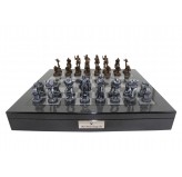 Dal Rossi Italy Mad Max Robot Chess Set on a Carbon Fibre Shiny Finish Chess Box 20” with compartments
