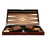 Dal Rossi Wooden Crocodile Engraved Design Backgammon Light Tan Colour Top and Inlaid Wooden Playing Area 15" 