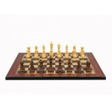 Dal Rossi Italy Chess Set Flat  Walnut Shiny Finish Board 50cm, With Queens Gambit Chessmen 90mm