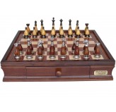 Dal Rossi Italy Staunton Metal/Wood Chess Set with Drawers 16"