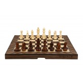 Dal Rossi  Palisander / Boxwood Finish Folding Chess Set, 16" NEW