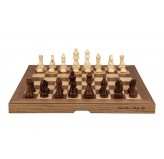 Dal Rossi  Light Walnut / Boxwood Finish Folding Chess Set, 16" NEW