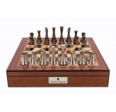 Dal Rossi Chess set Contemporary Walnut Finish Chess Box 16” with compartments