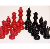 Chess Pieces - Classic Jaques Boxwood,red & black, 85mm Wood Double Weighted