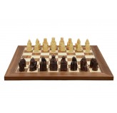 Dal Rossi Italy Isle of Lewis Chess Set on a Walnut Inlaid Chess Board 40cm