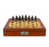Dal Rossi Italy Isle of Lewis Chess Set on a Walnut Shiny Finish Chess Box 16” with compartments