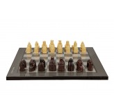 Dal Rossi Italy Isle of Lewis Chess Set on a Carbon Fibre Shiny Finish Chess Board 40cm
