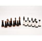 Dal Rossi Italy, Black and White with Copper and Gun Metal Gray Tops and Bottoms Chessmen 110mm