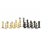 Dal Rossi Italy Chess Pieces Metal Dark Titanium and Gold 110mm Chessmen ONLY