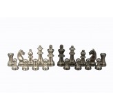 Dal Rossi Italy, Staunton Black Nickel & Silver 80mm Chessmen ONLY