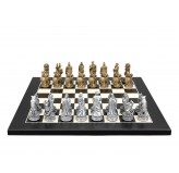 Dal Rossi Italy Roman Chessmen  on a Black / Erable, 40cm Chess Board