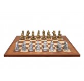 Dal Rossi Italy Roman Chessmen  on a Mahogany / Maple, 50cm Chess Board