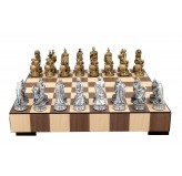Dal Rossi Italy Roman Chessmen  on a Chess Set with Drawer 14"