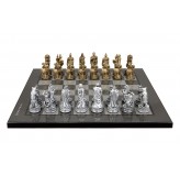 Dal Rossi Italy Roman Chessmen  on a Carbon Fbre Finish, 40cm Chess Board