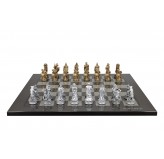 Dal Rossi Italy Roman Chessmen  on a Carbon Fbre Finish, 50cm Chess Board