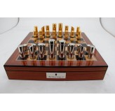 Dal Rossi Italy, Modern Gold and Silver Chess Set Chessmen 75mm