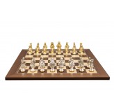 Dal Rossi Italy, Medieval Warriors Metal Chessmen 85mm on a Walnut Inlaid, 50cm Chess Board