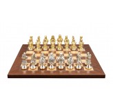 Dal Rossi Italy, Medieval Warriors Metal Chessmen 85mm on a Mahogany / Maple, 40cm Chess Board